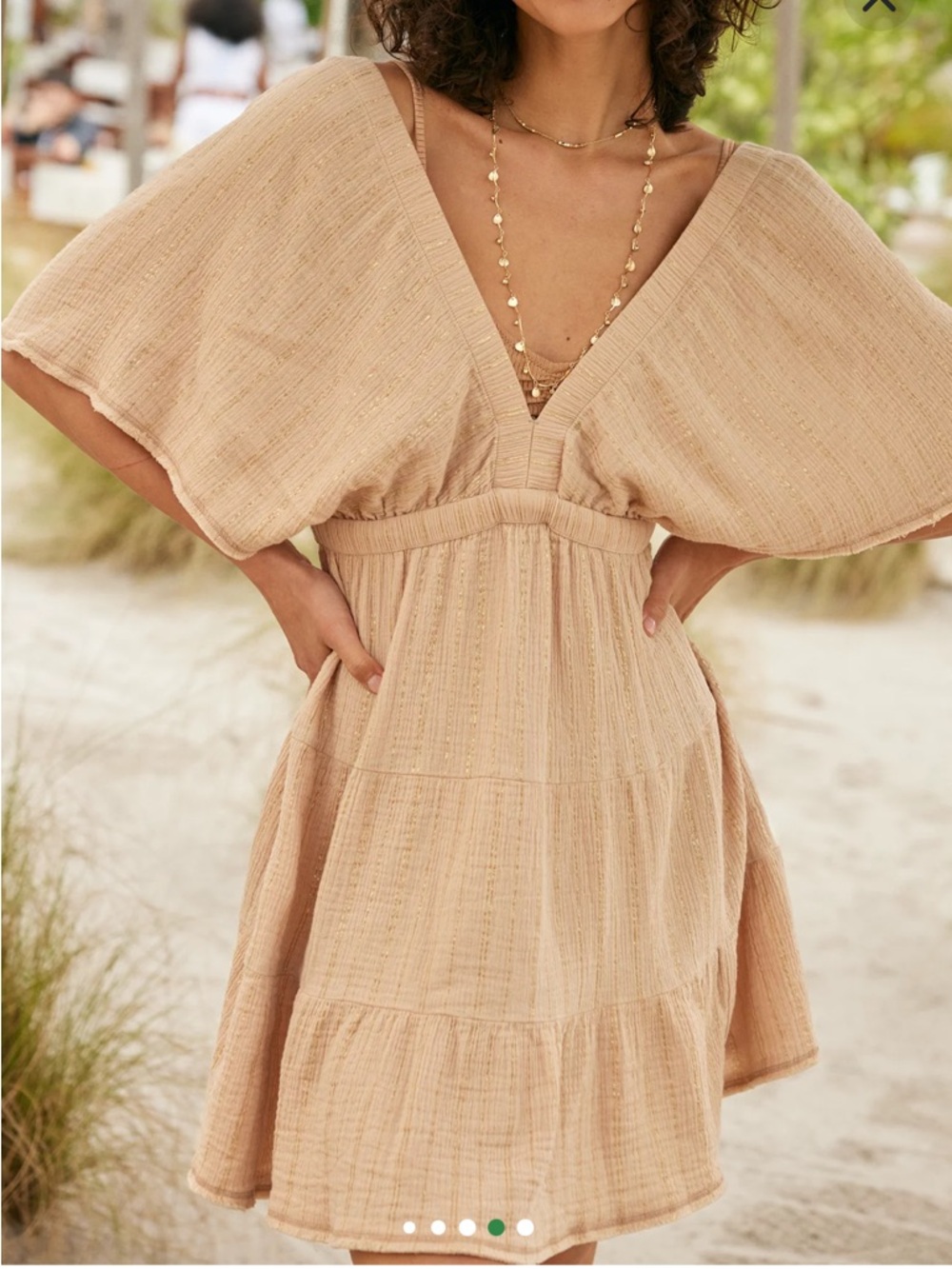 Aerie Gauzy Flutter Sleeve Dress